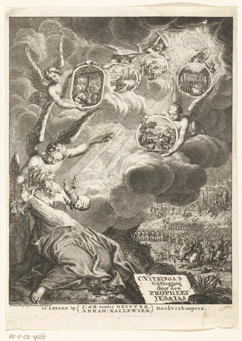 Engel shows prophet Isaiah his prophecies, François van Bleyswijck, 1739 Canvas Print