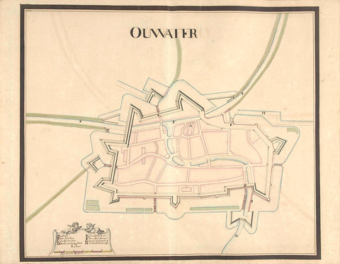 Map of Oudewater, ca. 1701-1715, Samuel Du Ry de Champdoré, 1701 - 1715 Canvas Print