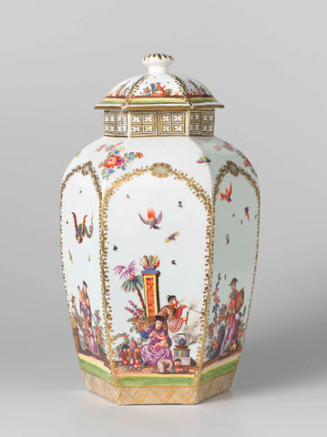 Lidded vase, Meissen porcelain manufactory, c. 1730 - c. 1735 Canvas Print