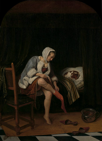 Woman at her Toilet, Jan Havicksz. Steen, 1655 - 1660 Canvas Print