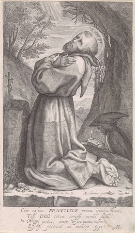 Saint Francis praying, Jacob Matham, 1611 Canvas Print