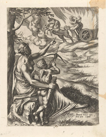 Venus orders Amor to pierce Pluto's heart with an arrow, Cornelis Cort, 1565 Canvas Print