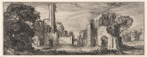 Landscape with ruin, Jan van de Velde (II), 1615 Canvas Print