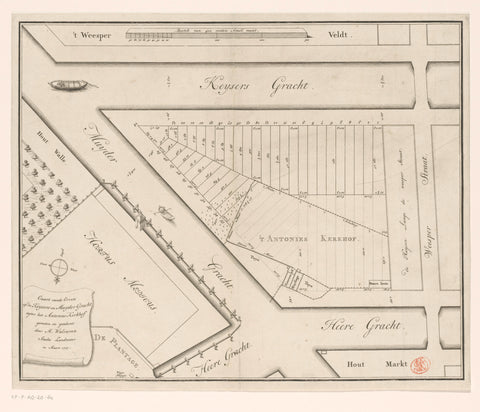 Map with the heirs on the Plantage Muidergracht and Nieuwe Keizersgracht, anonymous, 1727 Canvas Print