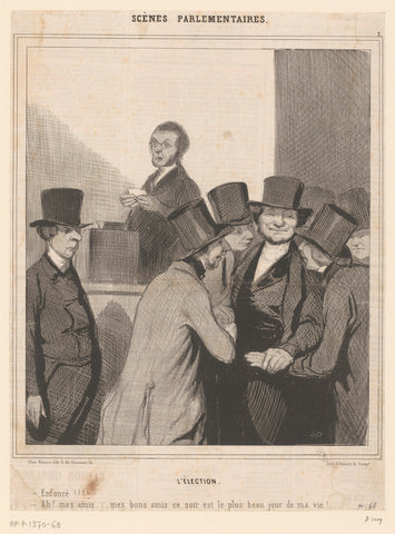 Caricature of two candidates after the results of the elections, Honoré Daumier, 1843 Canvas Print