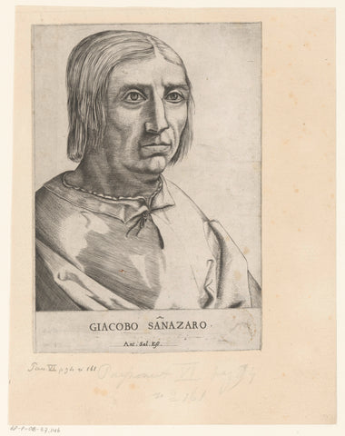 Portrait of poet Jacopo Sannazaro, anonymous, Antonio Salamanca, 1510 - 1562 Canvas Print