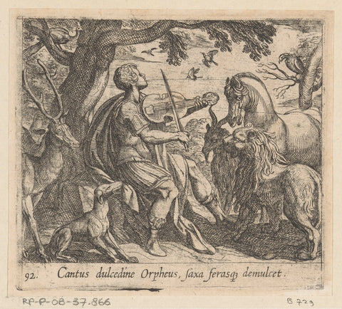 Orpheus enchants the animals with his music, Antonio Tempesta, 1606 Canvas Print