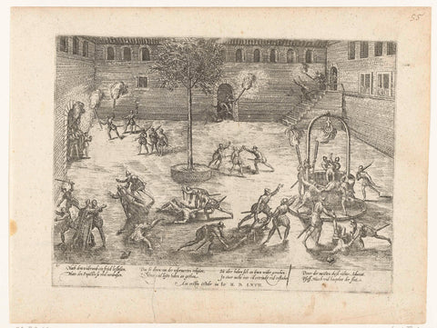 Raid on a monastery in Nîmes by the Huguenots, 1567, Frans Hogenberg, 1565 - 1573 Canvas Print