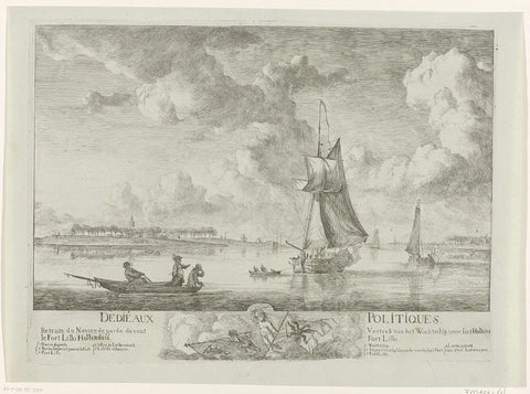 The imperial brik sails past the waiting ship on the Scheldt, 1784, anonymous, 1784 Canvas Print