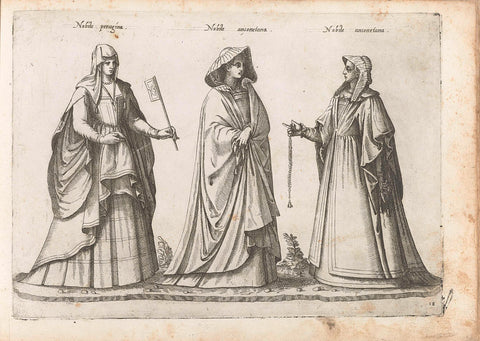 Three women, dressed according to the fashions of Perugia and Ancona, ca. 1580, Bartolomeo Grassi, in or before 1585 Canvas Print