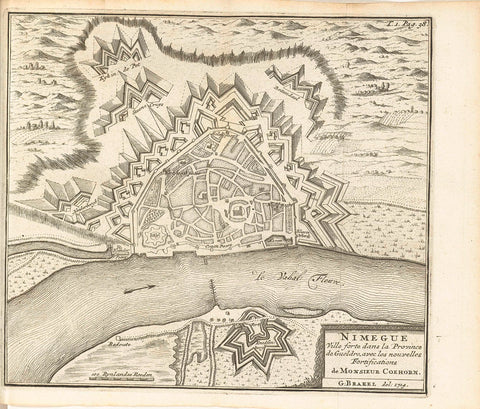 Map of Nijmegen, c. 1700-1710, Matthijs Pool (possibly), 1714 - 1716 Canvas Print