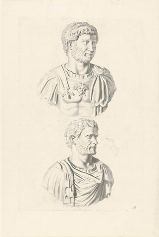 Busts of Hadrian and Antoninus Pius, Theodor Matham, 1640 Canvas Print