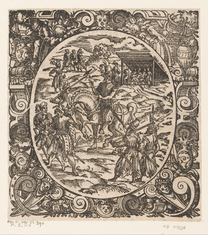 Provost on horseback with five soldiers, Jost Amman, 1573 Canvas Print