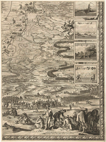 Large map of the siege of Den Bosch by Frederik Hendrik (lower right page), 1629, Balthasar Florisz. of Berckenrode, 1629 Canvas Print