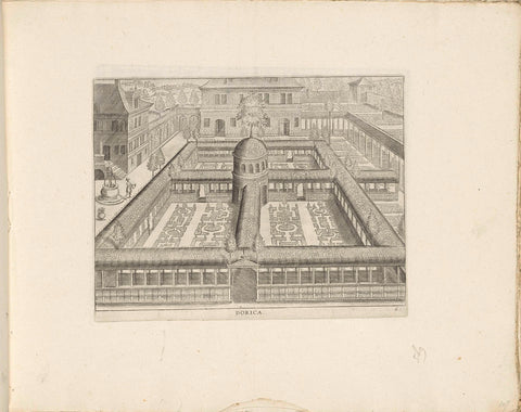 Garden with four parterres surrounded by corridors of latticework, Hans Vredeman de Vries, c. 1635 - c. 1640 Canvas Print