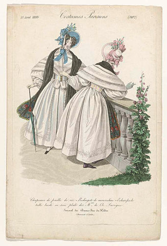 Journal des Dames et des Modes, Costumes Parisiens, 10 August 1833, (3102): Chapeaux de paille de riz (...), Louis Marie Lanté, 1833 Canvas Print