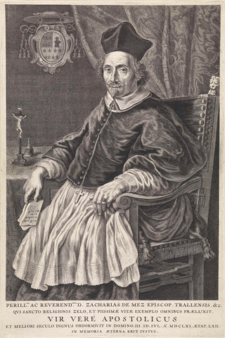 Portrait of the bishop Zacharias de Mez, Jan de Visscher, 1661 - 1692 Canvas Print