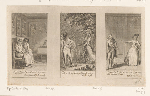 Three performances from Schiller's Räubern, Daniel Nikolaus Chodowiecki, 1782 Canvas Print