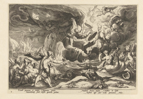 Val van Phaëthon, Hendrick Goltzius (workshop of), 1590 Canvas Print