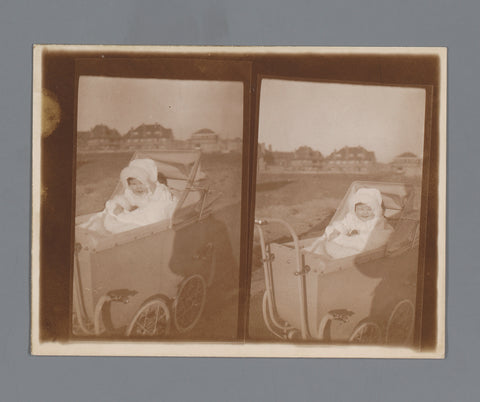 Two images of a baby in a pram, Johannes Diderik van der Waals (1873-1971) (attributed to), 1900 - 1920 Canvas Print