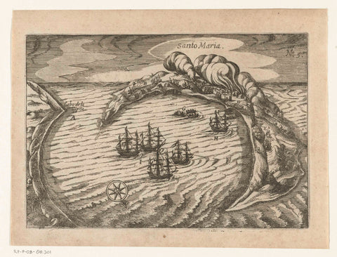 The ships at the island of Santa Maria, 1615, anonymous, 1646 Canvas Print