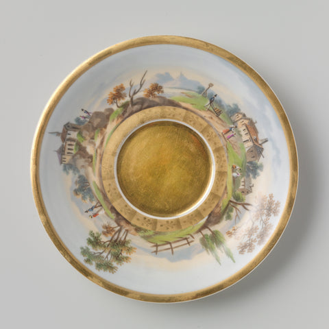 Saucer with a landscape, Kaiserliche Porzellanmanufaktur, 1835 Canvas Print