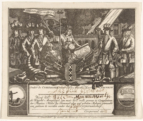 Shooter's ticket by Willem Maanuswatje, 1748, anonymous, 1748 Canvas Print