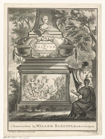 Funerary monument with image of a bacchanal, Andries van Buysen (Sr.), 1726 Canvas Print