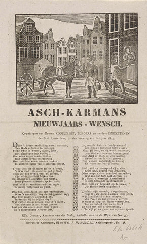 Nieuwjaarswens van de Amsterdamse askarrenmannen voor het jaar 1845, anonymous, 1844 - 1845 Canvas Print