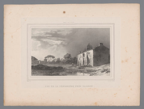 View of the burnt-out country house of La Penissière near Clisson, Isodore-Laurent Deroy, 1833 - 1835 Canvas Print