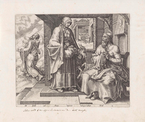 Tobit and Anna with the Goat, anonymous, 1556 - 1633 Canvas Print