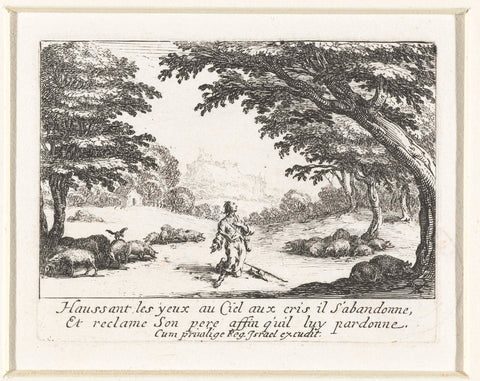 The Prodigal Son Prays for Forgiveness of His Sins, Jacques Callot, 1635 Canvas Print