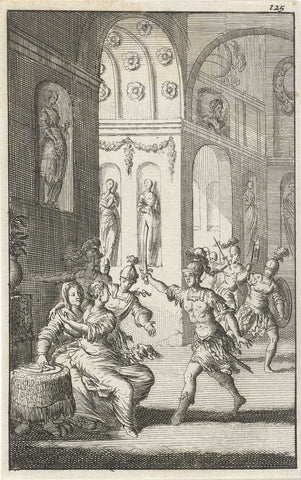 Armed men kidnap a Roman bride, Jan Luyken, 1681 Canvas Print