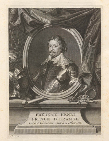 Portrait of Frederik Hendrik, Bernard Picart, 1733 Canvas Print