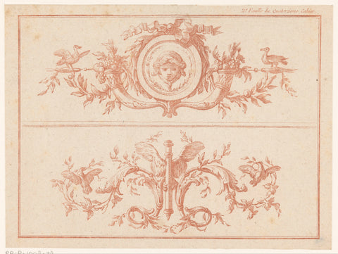 Two friezes with arabesques, anonymous, 1770 - 1780 Canvas Print