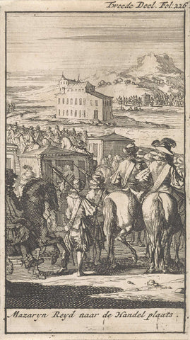 Cardinal Mazarin with a carriage on his way to Pheasant Island, 1659, Caspar Luyken, 1699 Canvas Print