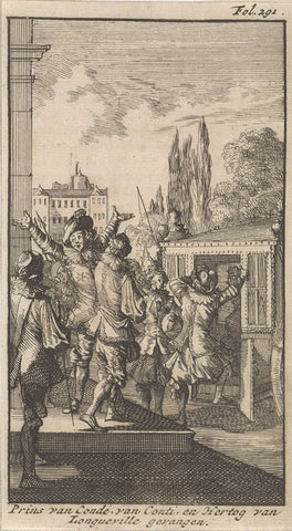 Arrest of Henri II d'Orléans, duke of Longueville and Louis II de Bourbon, prince of Conde, 1650, Caspar Luyken, 1699 Canvas Print