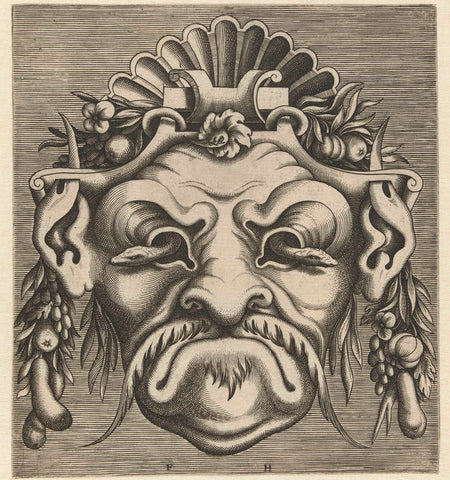 Mask with two snakes looking out of the eye sockets, Frans Huys, 1555 Canvas Print