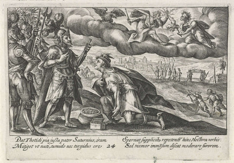 Mercury begs Achilles for the body of Hector, Crispijn van de Passe (I), 1613 Canvas Print