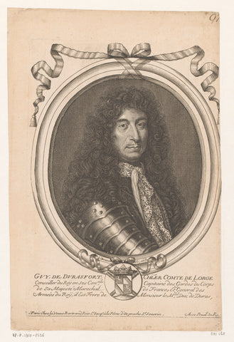 Portrait of Guy de Durasfort, Count of Lorge, Nicolas de Larmessin (I), 1680 Canvas Print