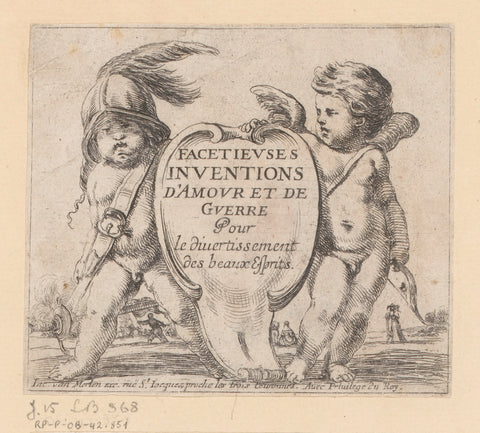 Title print with two putti, François Collignon, 1620 - 1687 Canvas Print