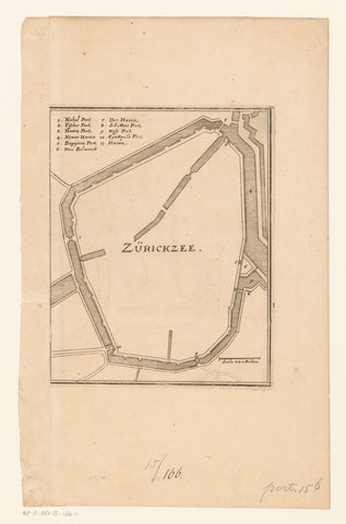 Fortress map of Zierikzee, Caspar Merian, 1654 - c. 1700 Canvas Print