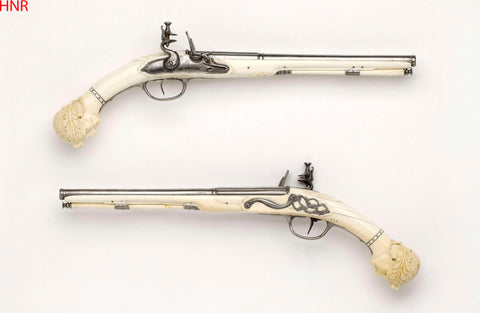 Pair of flintlock pistols, Jacob Kosters, c. 1670 Canvas Print