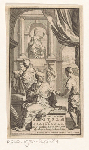 Cicero en schrijvende vrouw, anonymous, 1689 Canvas Print