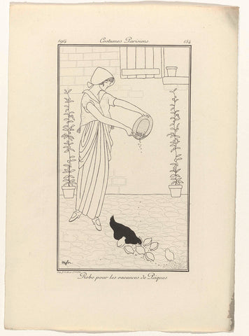 Journal des Dames et des Modes, Costumes Parisiens, 1914, No. 154 : Robe pour les vacances (...), Monogrammist MFN, 1914 Canvas Print