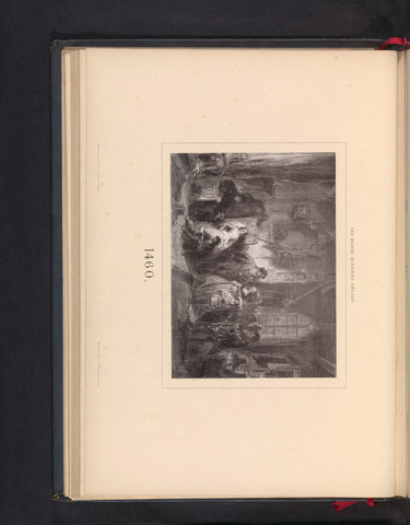 Photo reproduction of a drawing, depicting rulers on a throne with their retinue, anonymous, c. 1868 - in or before 1873 Canvas Print