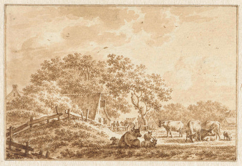 Landscape with cattle and a farm, Jacob Cats (1741-1799), 1778 Canvas Print