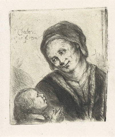 Woman with child, Jan Chalon, 1790 Canvas Print