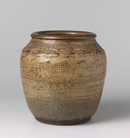 Ovoid jar with ornamental borders with roundels, cranes and dots, anonymous, anonymous, c. 1775 - c. 1824 Canvas Print