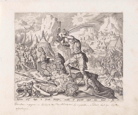 David beheads Goliath, anonymous, 1555 - 1633 Canvas Print